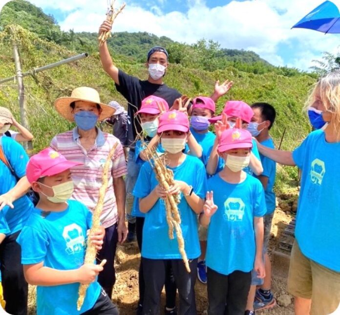 《圖說》龍安社區提供農務體驗，帶民眾體驗挖山藥。〈農業局提供〉