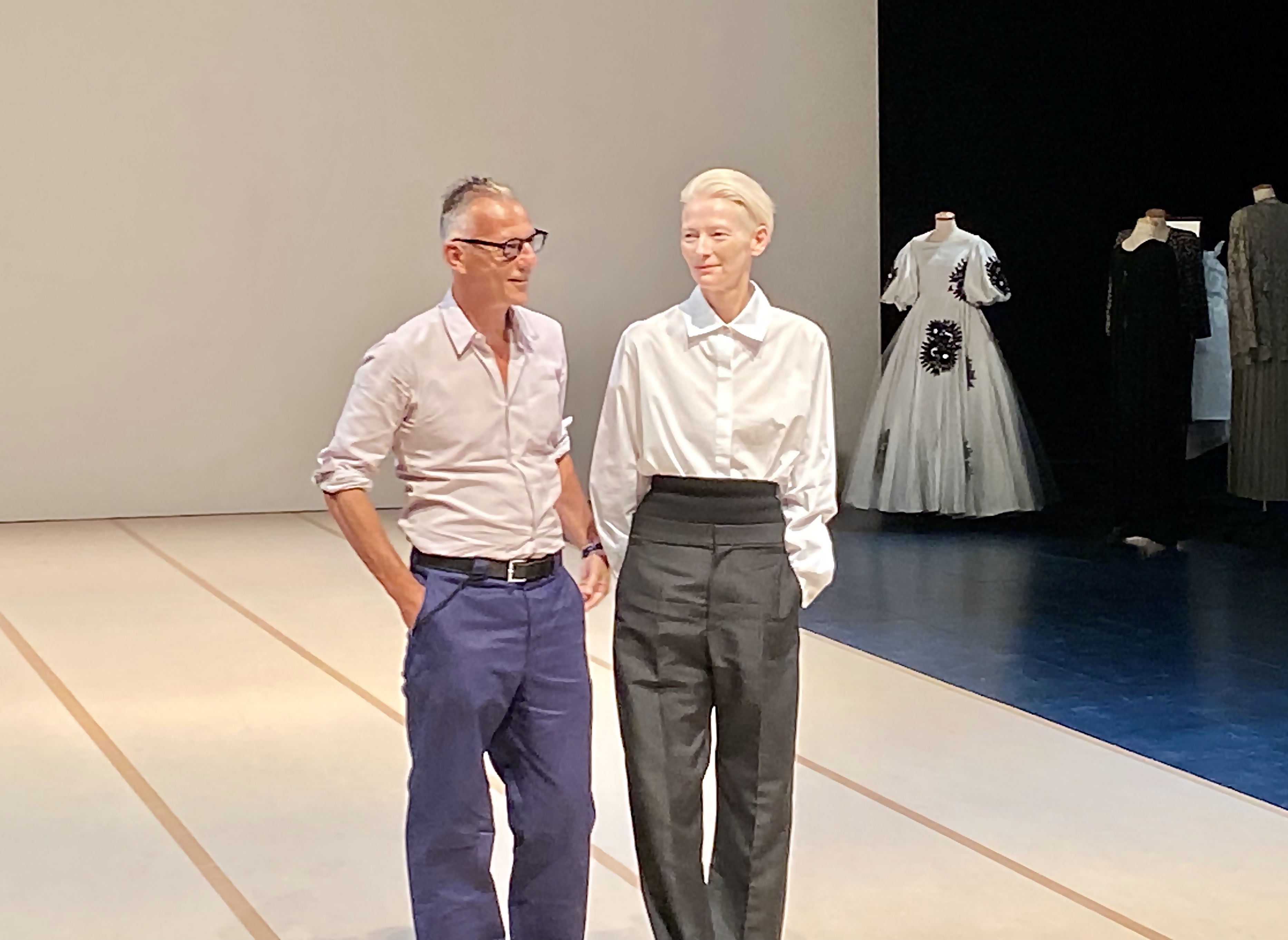 蒂妲．史雲頓（Tilda Swinton）首度來台，8/23-25攜手時尚歷史學家奧利維耶・薩亞在北藝中心演出舞台劇《親愛的帕索里尼》。圖/田瑜萍攝 